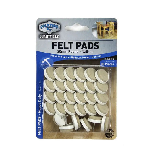 Cold Steel Nail On Round Felt Pads Beige 20mm - 30 Pack-image-1