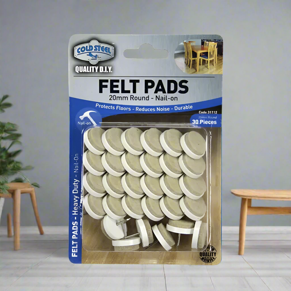 Cold Steel Nail On Round Felt Pads Beige 20mm - 30 Pack-image-2