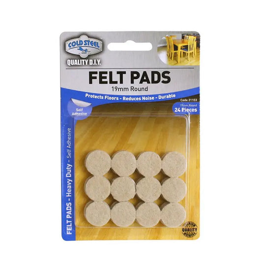 Cold Steel Felt Pads Round Heavy Duty Beige 19mm - 24 Pack-image-1