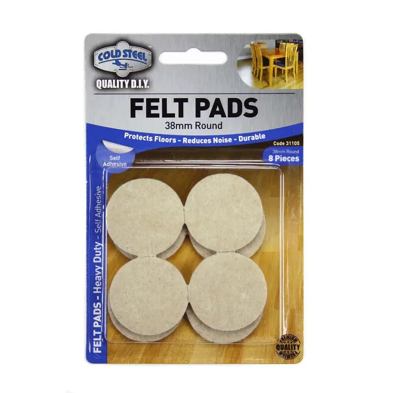 Cold Steel Heavy Duty Round Felt Pads Beige 38mm - 8 Pack-image-2
