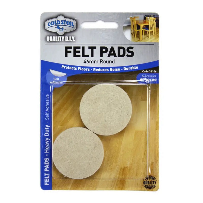 Cold Steel Felt Pads Round Heavy Duty Beige 46mm - 4 Pack-image-2