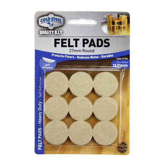 Cold Steel Felt Pads Round Heavy Duty Beige 27mm - 18 Pack-image-1