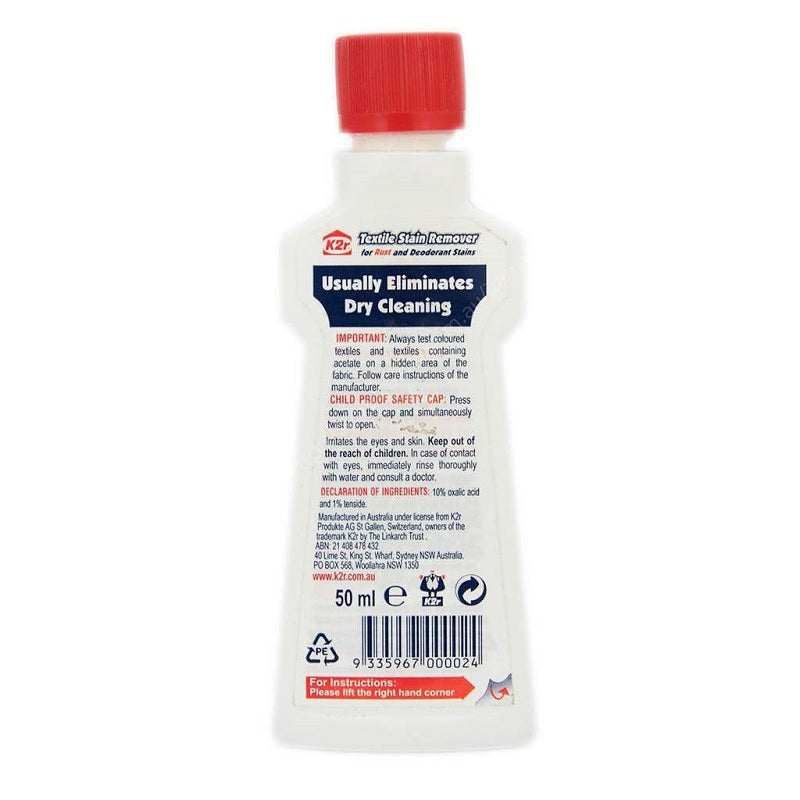 K2r Textile Stain Remover for Rust and Deodorant Stains 50ml-image-2