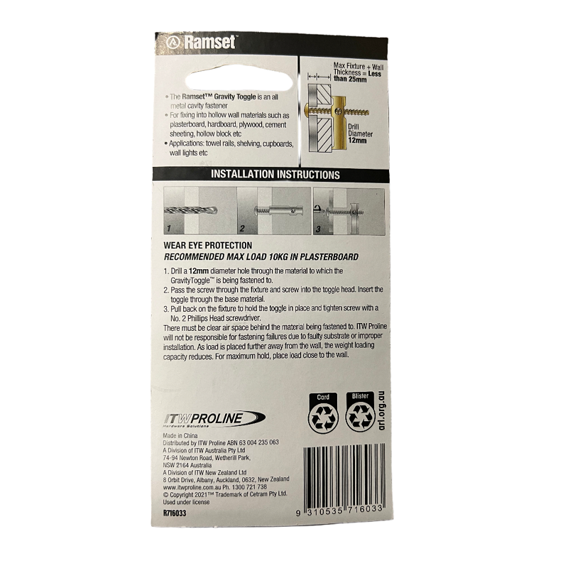 Ramset Round Head Gravity Toggle-image-2