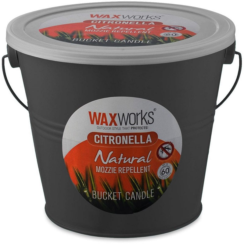 Waxworks Coloured Metal Bucket Citronella Candle