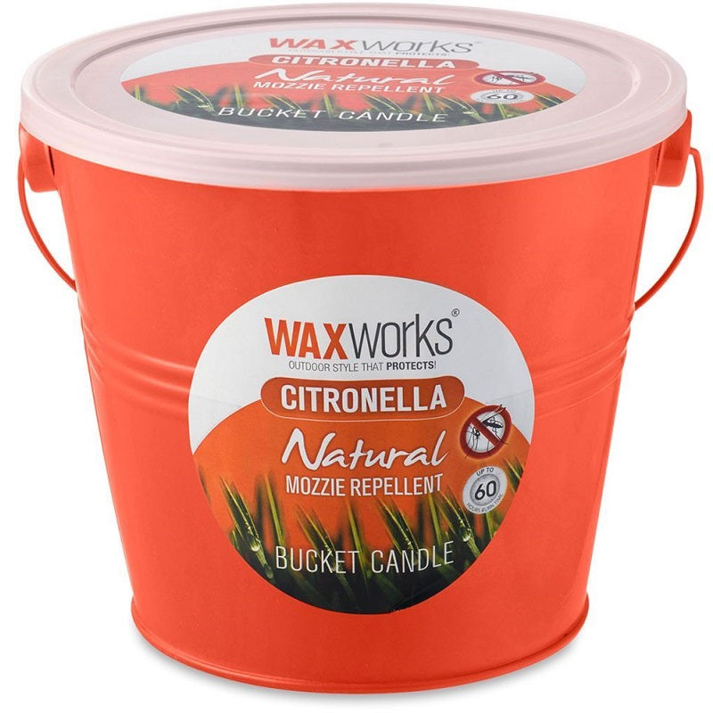 Waxworks Coloured Metal Bucket Citronella Candle