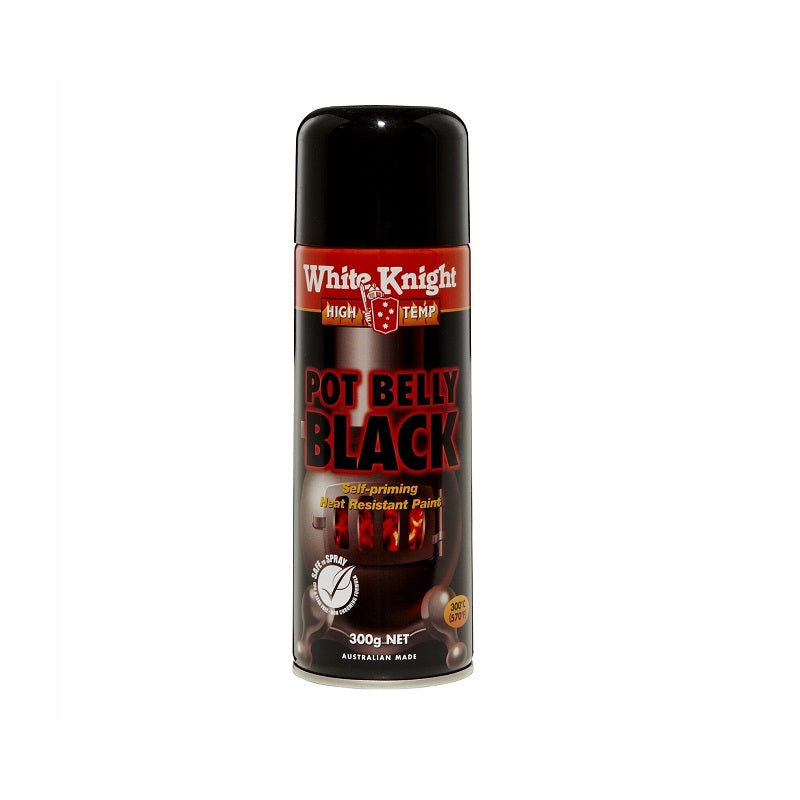 White Knight Pot Belly Black Spray Paint 300g-image-1