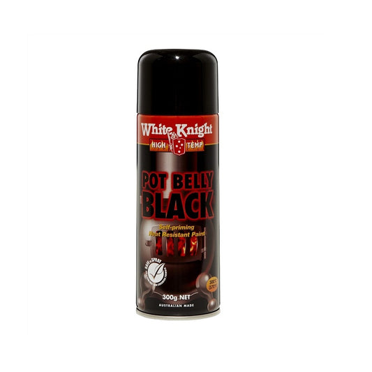 White Knight Pot Belly Black Spray Paint 300g-image-1