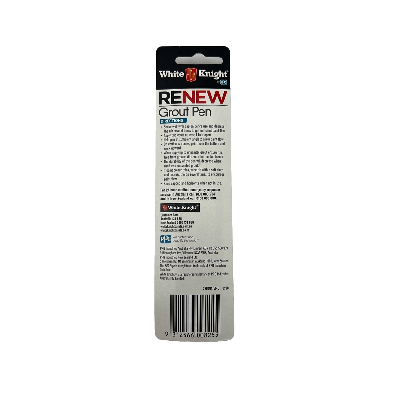 White Knight Renew Grout Pen - White 5ml