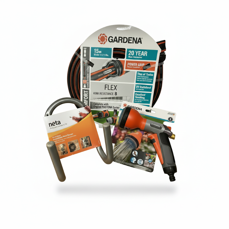 Garden Hose Starter Kit | 15m with Spray Nozzle & Wall Hanger-image-1
