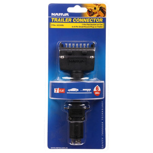 Narva 7 Pin Flat Socket on Car to 6 Pin Small Round Plug on Trailer-image-1