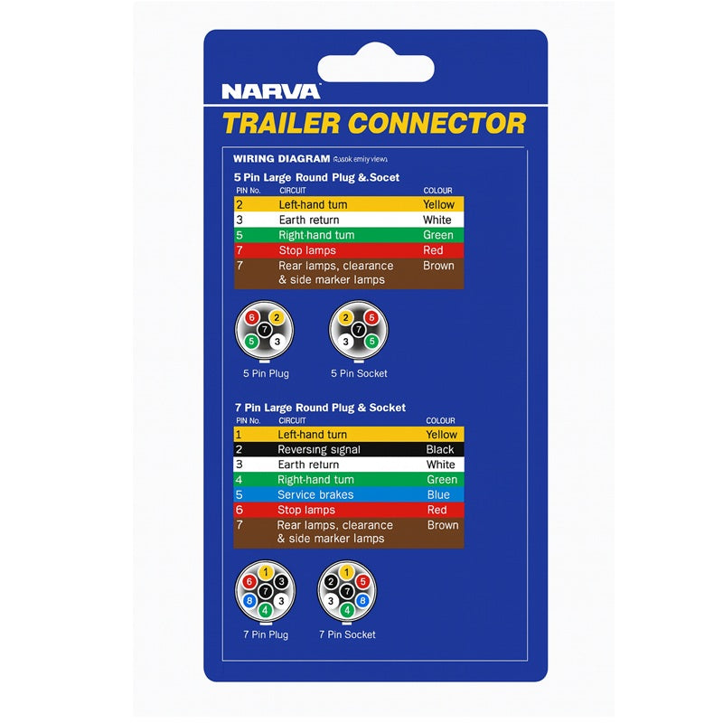 Narva 7 Pin Large Round Socket on Car to 5 Pin Large Round Plug on Trailer 82255BL-image-3