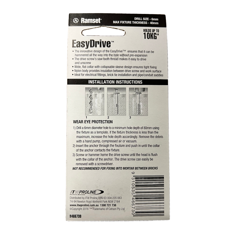 Ramset Brick EasyDrive Masonry Anchor 6mm x 75mm-image-2