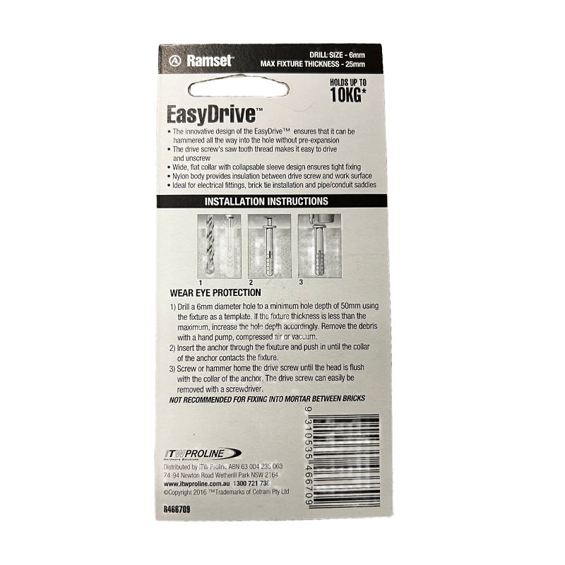 Ramset Nylon Brick EasyDrive Masonry Anchor-image-2