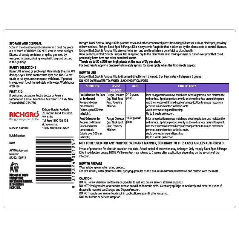 Richgro Black Spot & Fungus Killa Granular Garden Fungicide - 250g-image-2