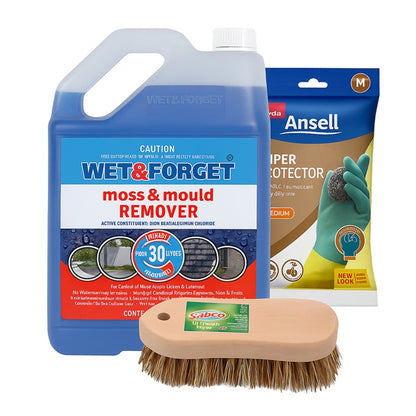Wet & Forget Moss & Mould Remover Bundle – 5L + Gloves & Brush-image-1