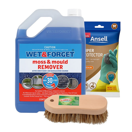 Wet & Forget Moss & Mould Remover Bundle – 5L + Gloves & Brush-image-1
