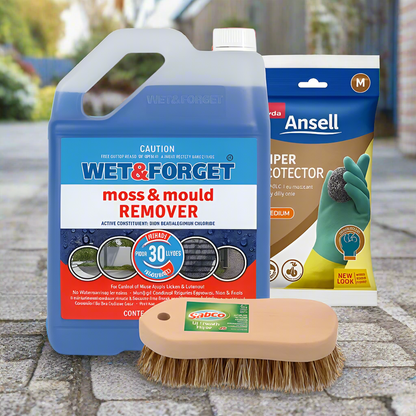 Wet & Forget Moss & Mould Remover Bundle – 5L + Gloves & Brush-image-2